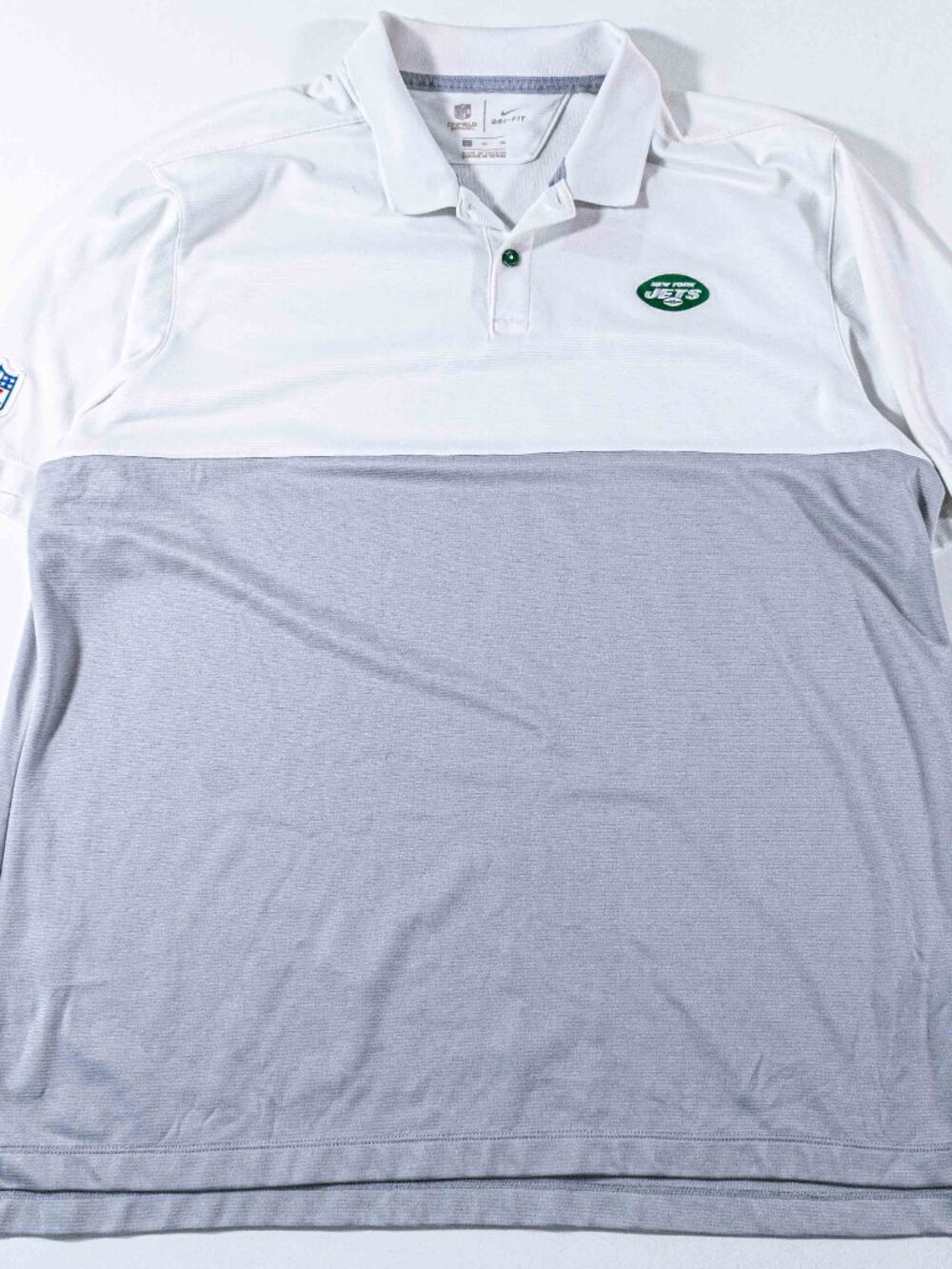 Nike NFL On Field New York Jets Polo Shirt Mens XL White Dri Fit Football